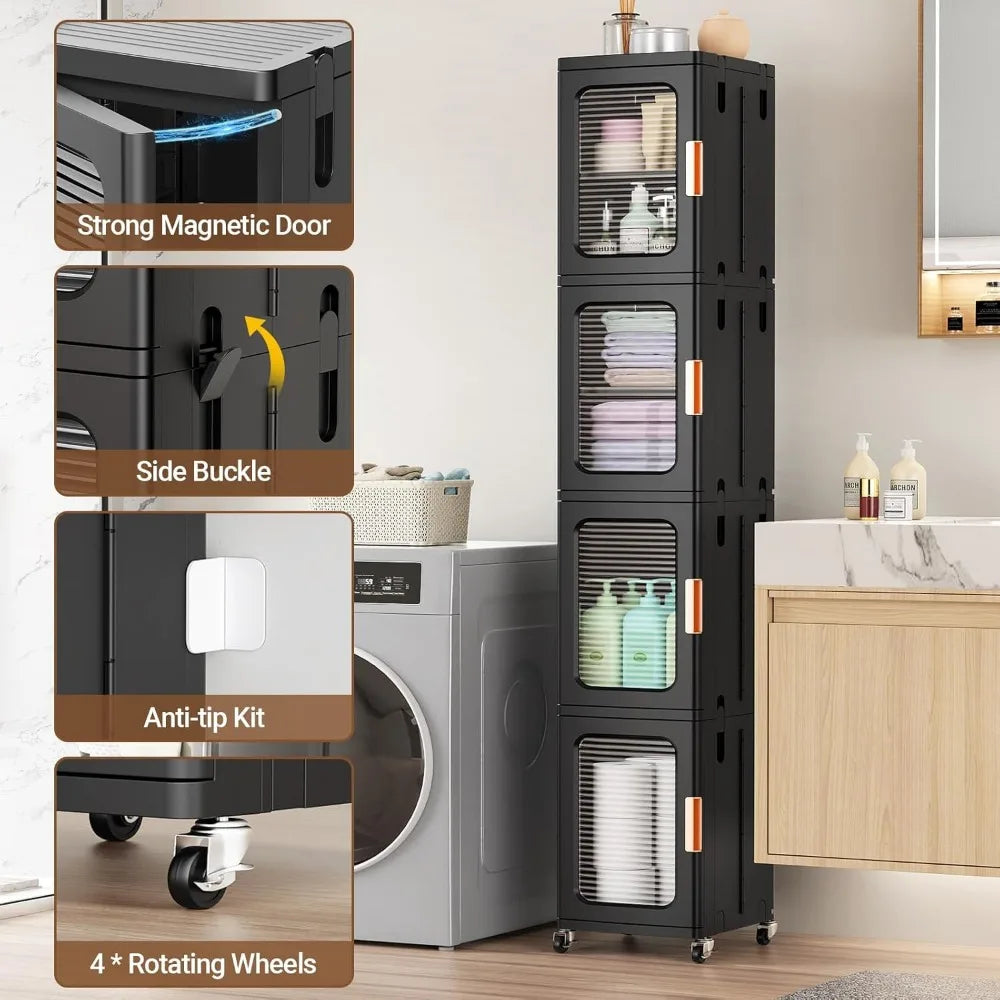 space-saving 3-tier storage cabinet for bathroom with adjustable shelves and door