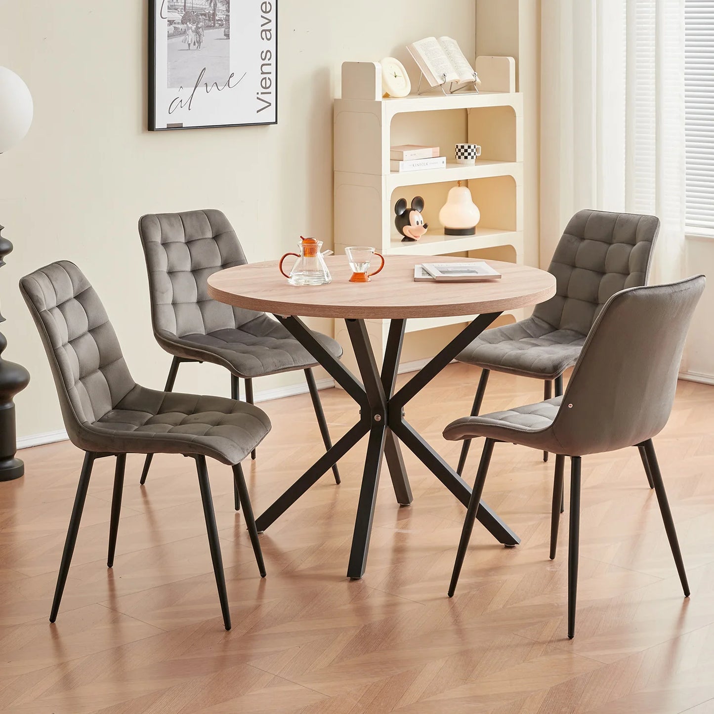 EGOONM A Set of 4 Velvet Dining Chairs Metal Legs Modern Comfortable Chair for Kitchen Bedroom Living Room Home Furniture