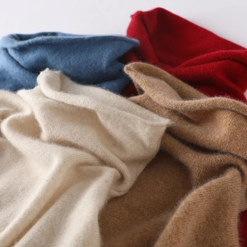 100%Merino Pure Wool Sweater Women's AutumnWinter Long Sleeve High Neck Pullover Warm High Quality Solid Color Basic Knit 2028
