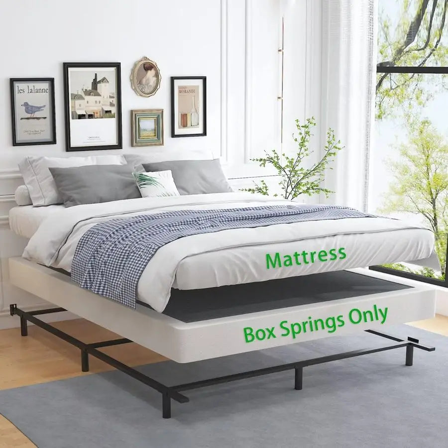 5 Inch California King Box Spring Bed Base, 3000 lbs Heavy Duty Metal Frame Mattress Foundation with Cover, Easy Assembly
