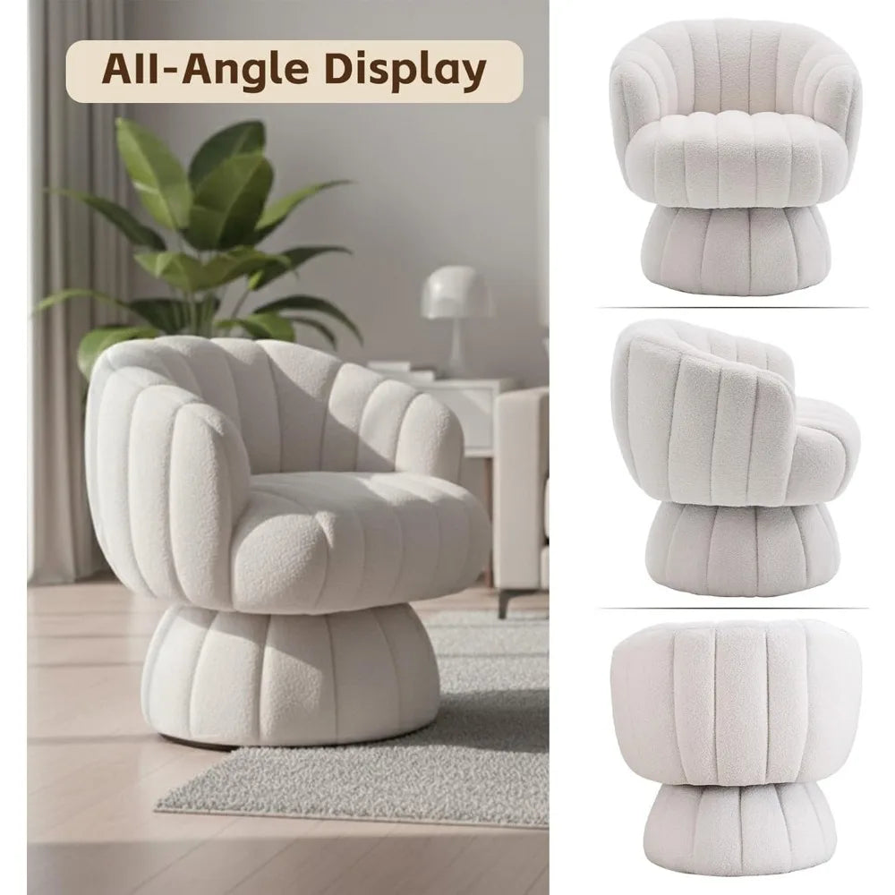 Vanity 360-Degree Swivel Accent Chair - Mid Century Modern Plush Round Makeup Chair, Relaxing Comfy Lounge Sofa Arm Chair, Idear