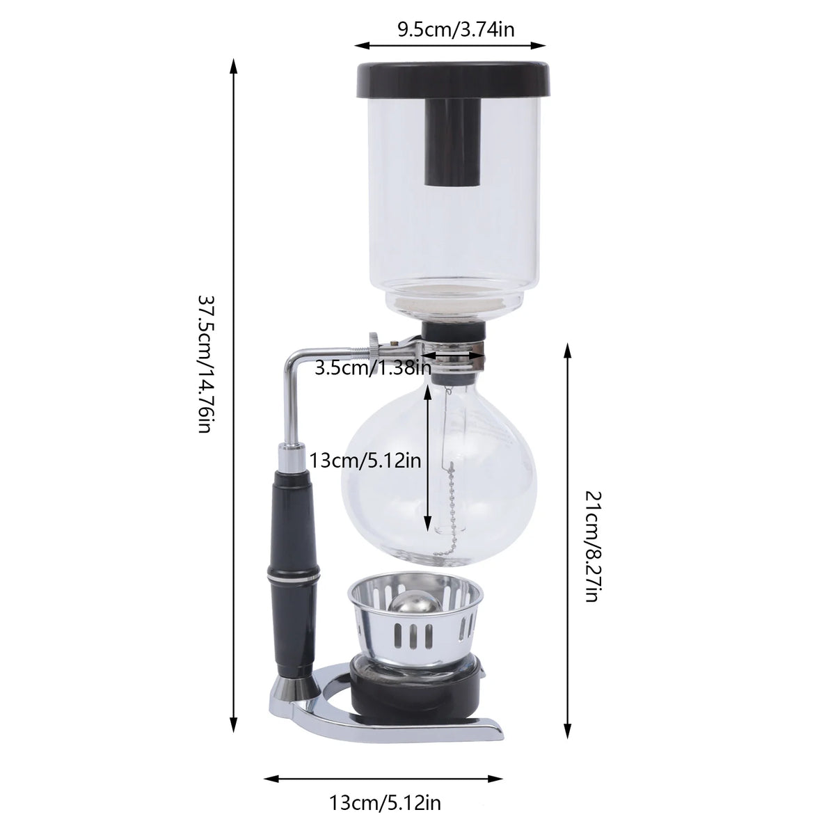500ml Siphon Coffee Pot, Syphon Coffee Maker, 5-Cup Tabletop Glass Vacuum Siphon Coffee Tea Brewer, Retro-Style Coffee Maker