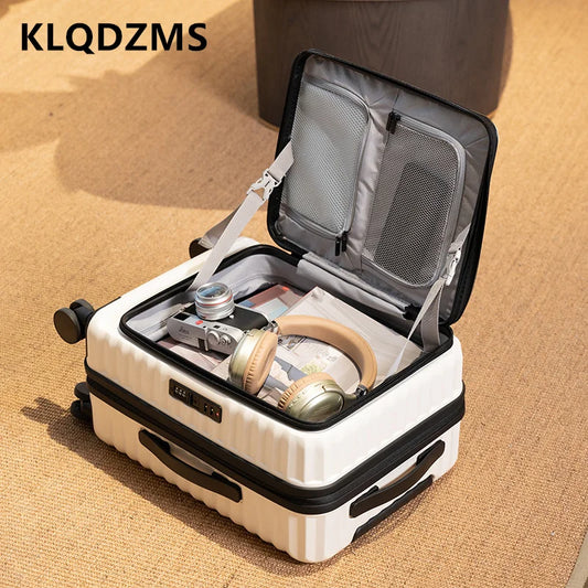 KLQDZMS Men's Luggage Side Opening Expandable Boarding Case 20"24"28 Inch Trolley Case ABS+PC Women's Handheld Travel Suitcase