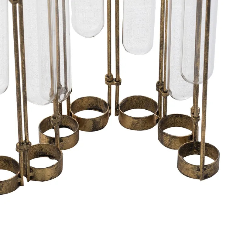 Glass Test Tube Vases Set with Gold Rim Decorative Flower Holders for Home Living Room Table Centerpiece Wedding Party Decor