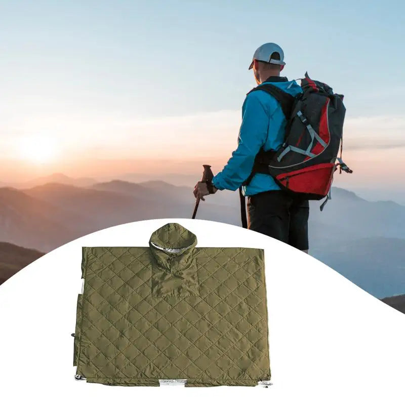 Sleeping Bag Jacket Camp Poncho Sleeping Bag Wearable Hooded Blanket Portable Water-Resistant Lazy Sleeping Bag Winter Poncho