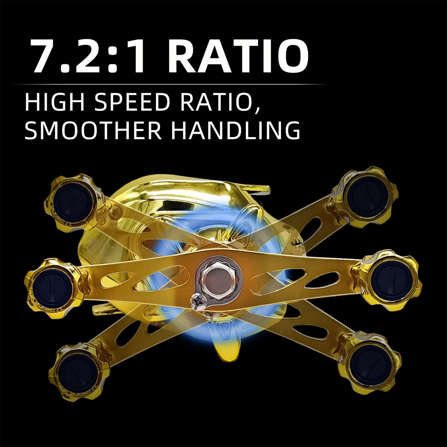Ambidextrous Aluminum Alloy & Stainless Steel Baitcasting Fishing Reel - Rotating, 18+1 Bearings, Golden, Multipurpose