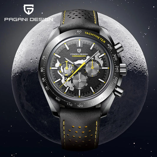 PAGANI DESIGN 2025 New Moon Dark Men's Watches Luxury Quartz Watch Men Skeleton Sport Chronograph AR Sapphire glass Wrist Watch