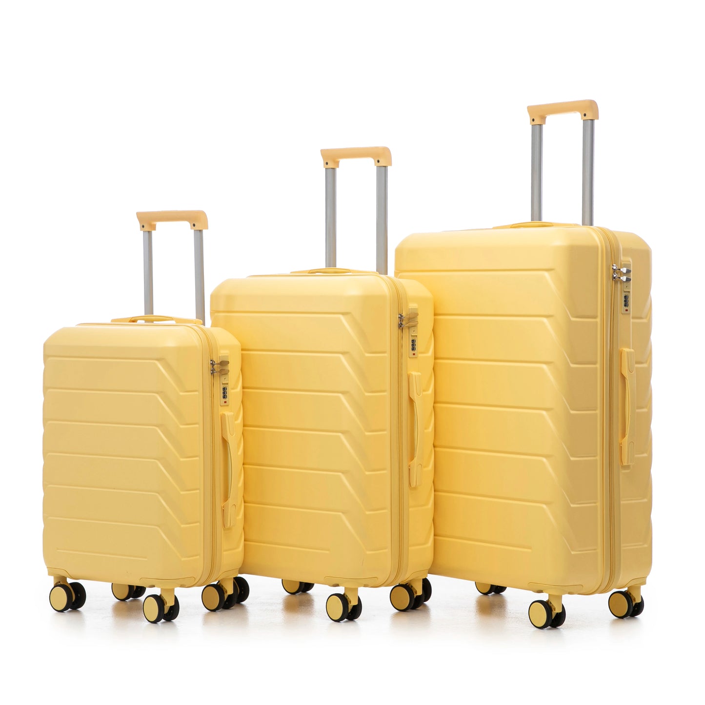 3 in 1 ABS&PC Trolley Box 20in 24in 28in Trolley Box Iron Tie Rod ABSPC Alloy Wine Yellow  luggage travel bag
