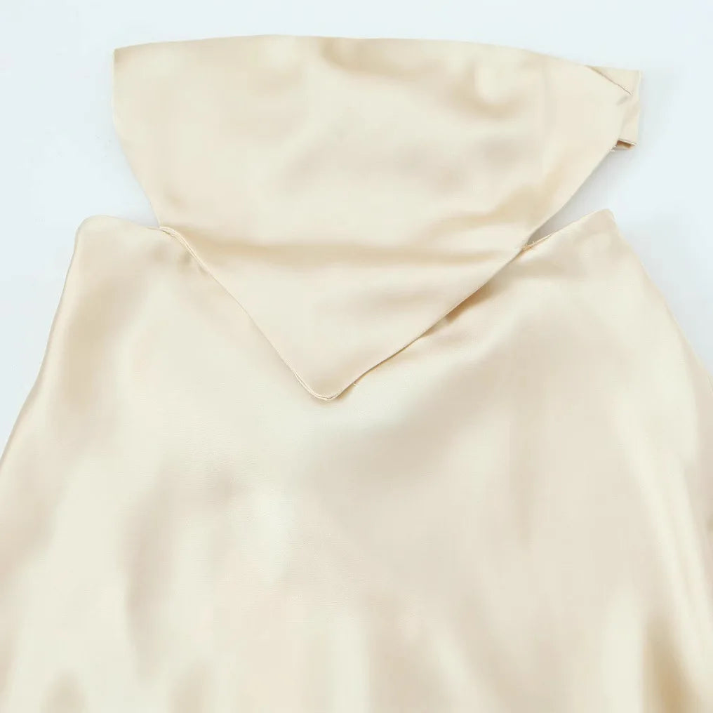 Women's Clothing 2025 Summer New Item Women's Silk Satin Long Skirt Sexy Suspender Tie Decoration Back Elegant Temperament