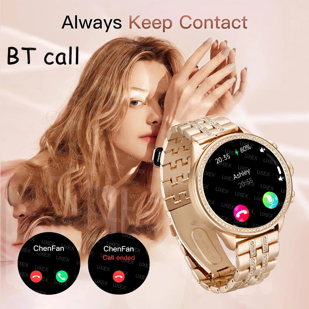 Fashion Luxury Gold Women Smart Watches Valentine's Gift Diamond Bracelet Bluetooth Call Notification Reminder Smartwatch Ladies