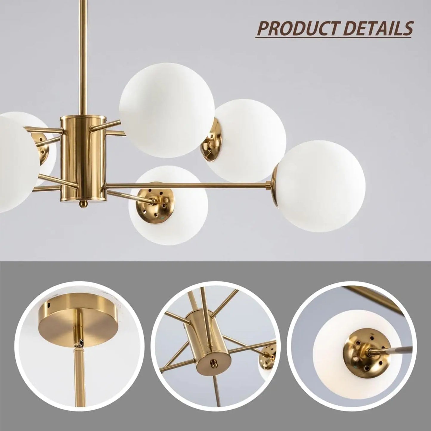 Lighting 8-Light Glass Sputnik Chandelier Light Modern Gold Chandeliers Pendant Light Fixture Vintage Globe Ball Ceiling Flush M