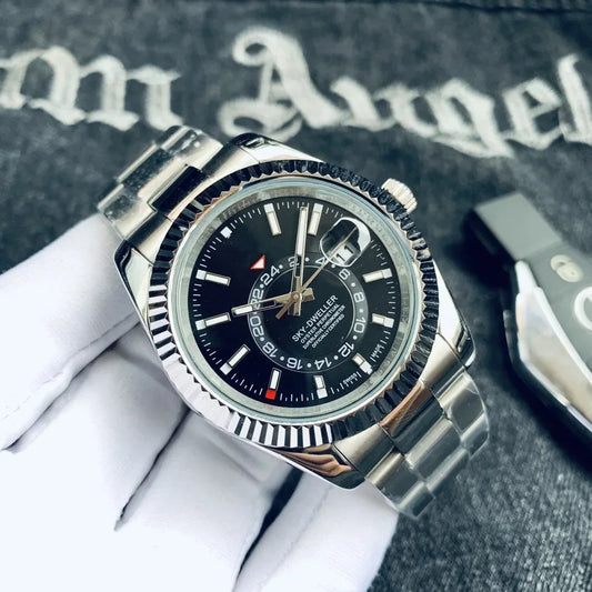 Automatic Men Watch Mechanical Self Wind Stainless Steel Strap Rose Gold Silver Blue Date Luxury Sky 40mm