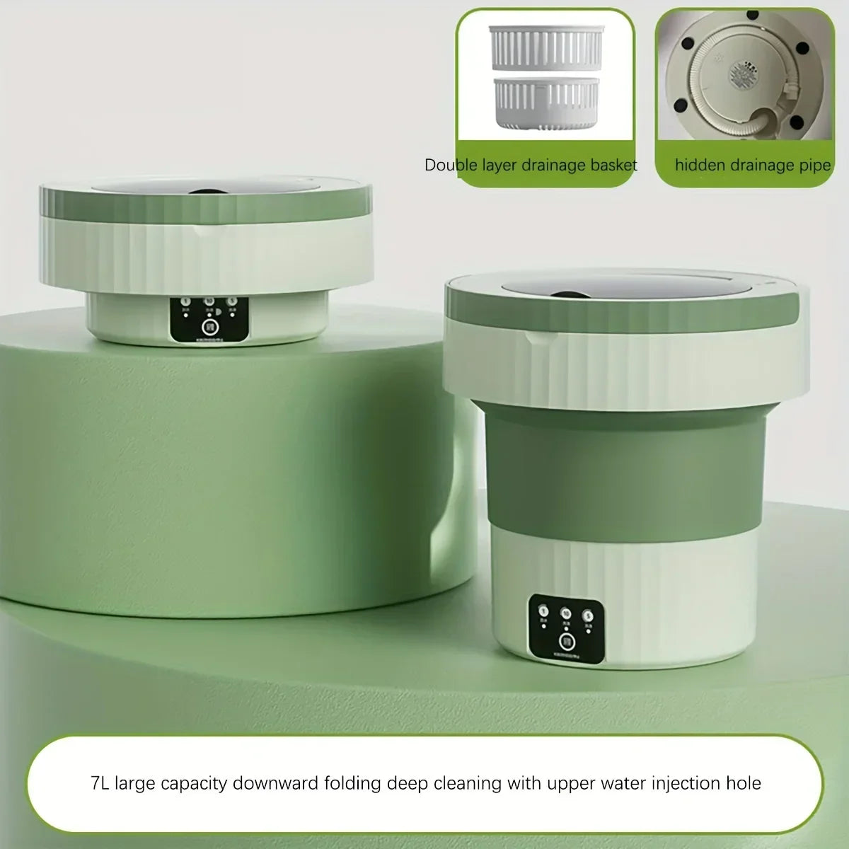 [Mini Washing Machine] 1pc Portable Mini WashingMachine - High Capacity 8L, 3 Deep Cleaning Modes - Perfect ForApartments