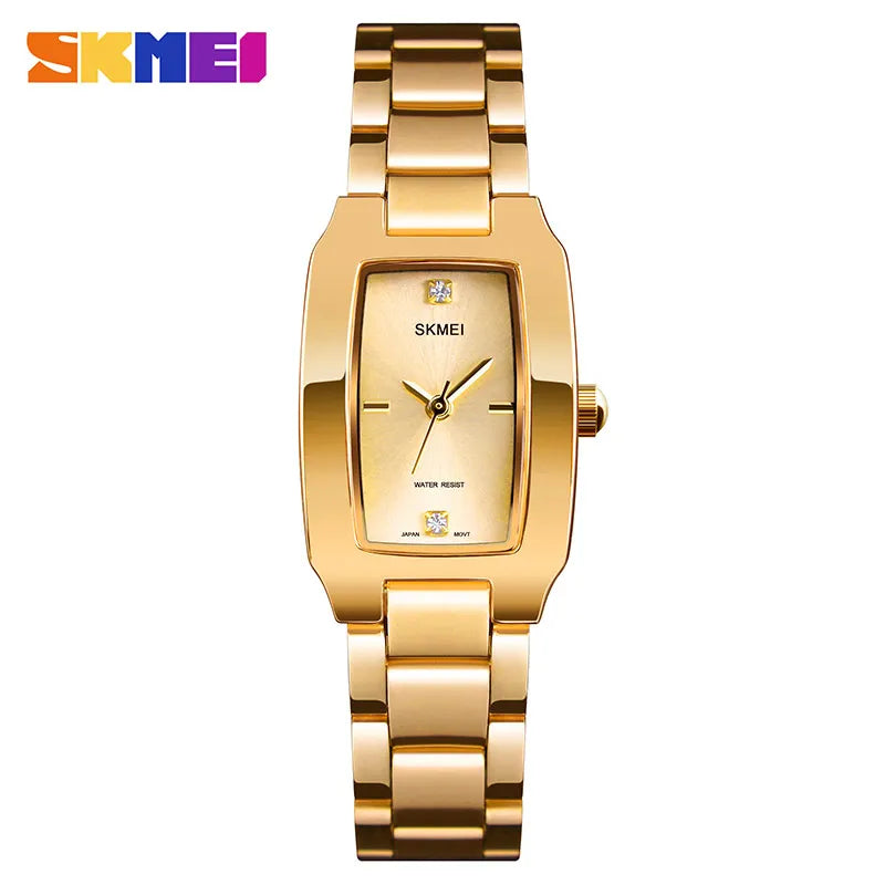 SKMEI Quartz Watch Fashion Thin Watches Ladies Casual Dress Luxury Silver Ladies Rhinestone Waterproof Relogio Feminino 1400