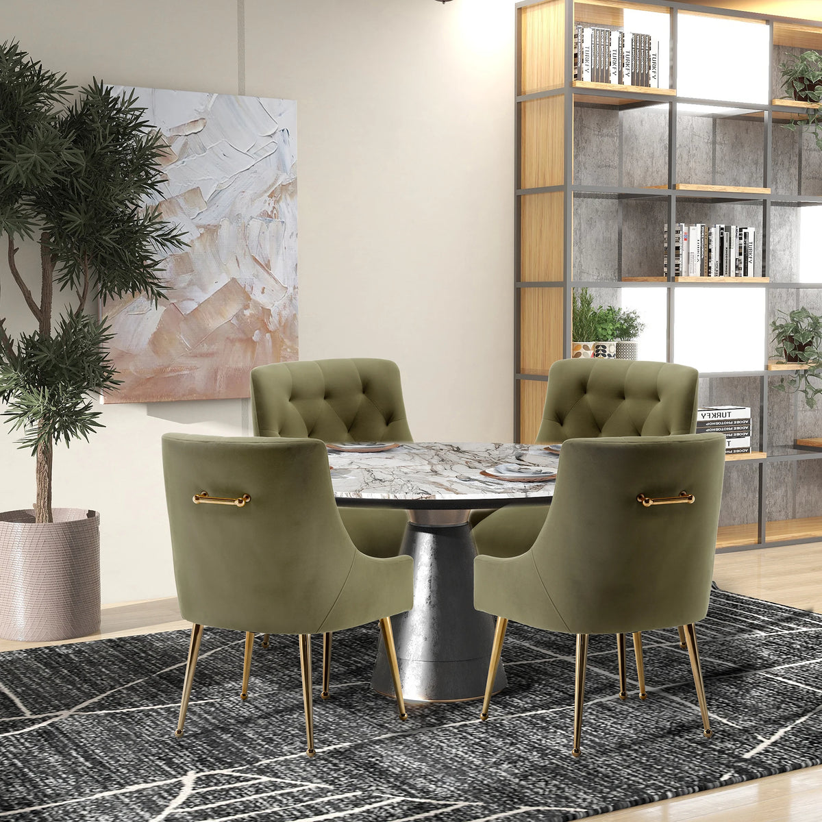 SEYNAR Modern Velvet Dining Chairs Set of 4, Tufted Upholstered Accent Chairs for Dining Room,Office Chair Vanity Chair