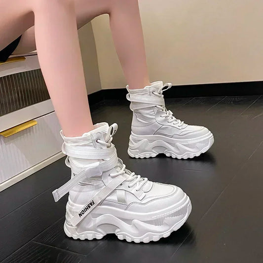 Women's Boots Platform Luxury Designer Shoes for Women  Lace Up Chunky Shoes Breathable Comfort  Ankle Boots Botas De Mujer