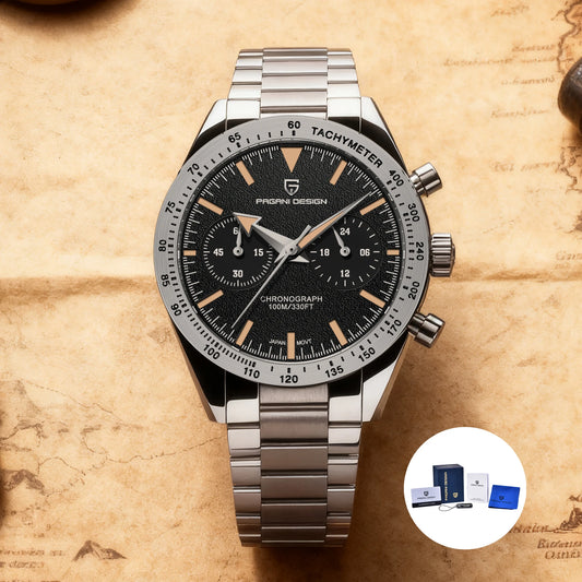 PAGANI DESIGN Retro Pilot Quartz Watch Men 2025 New Stainless steel Sport Chronograph Waterproof Wrist watches For Men Gift Box