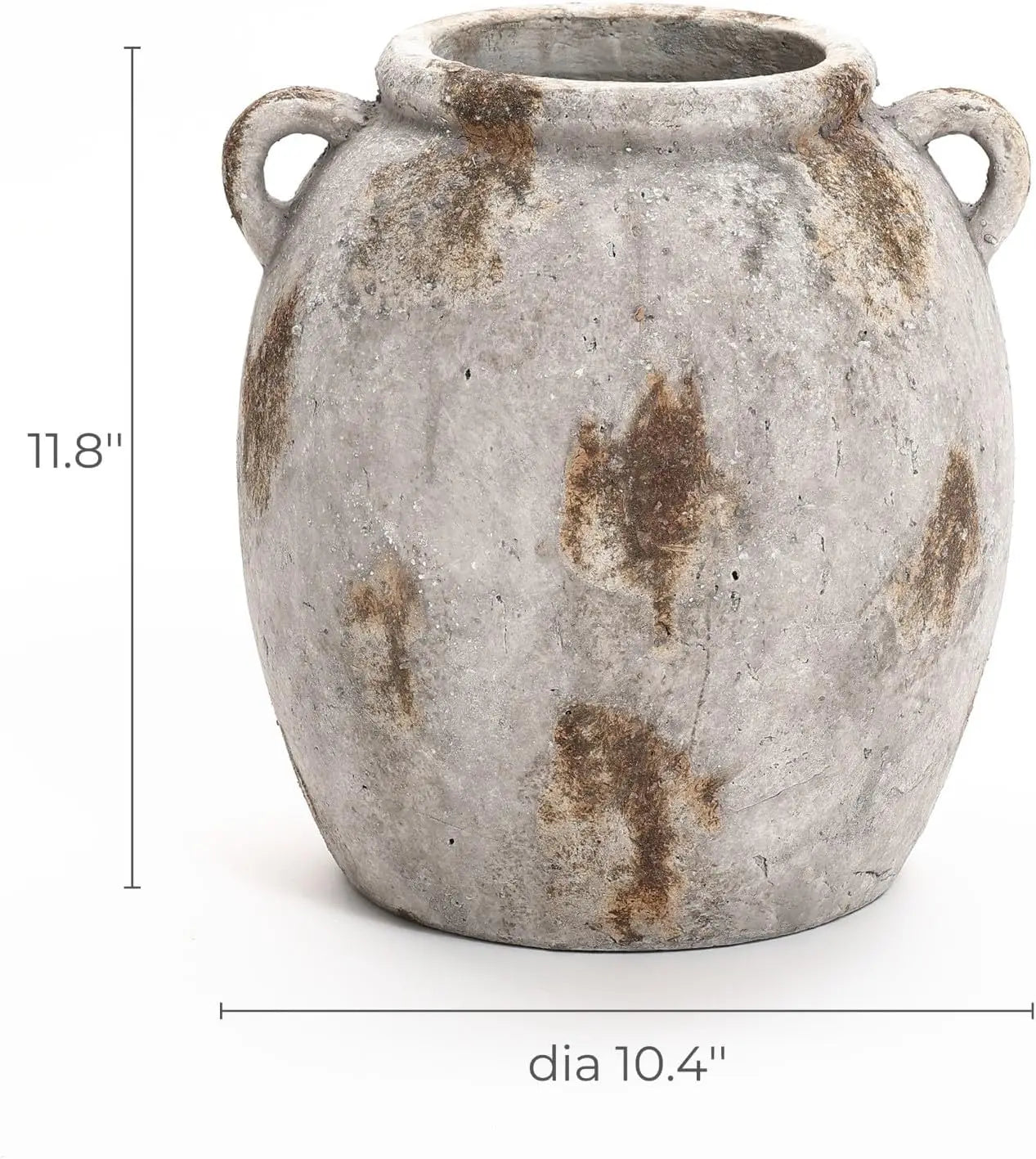 Ceramic Flower Vase12'' Mottled Brown and White Vase for Living Room Decor Jug Terracotta Vases with Handles Home Décor Accents