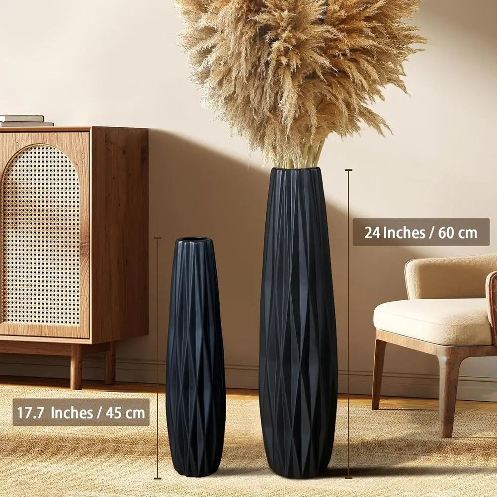 Large 24 Inch Modern Minimalist Ceramic Vase for Home Decor, Suitable for Pampas Grass, Ideal as Living Room or Office Centerpie