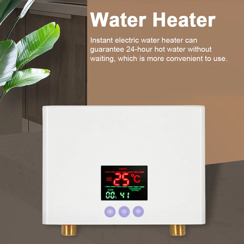 3KW Instant Water Heater Electric Tankless Heater LCD Display Wall-Mounted Remote Control Water Calorifier for Kitchen Bathroom