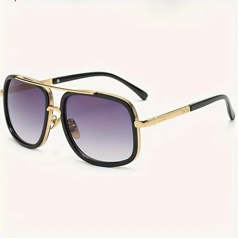 New Fashion Big Frame Sunglasses Men Square  Metal Sun Glasses Women Retro Sun Glasses Vintage High Quality Gafas Oculos De Sol