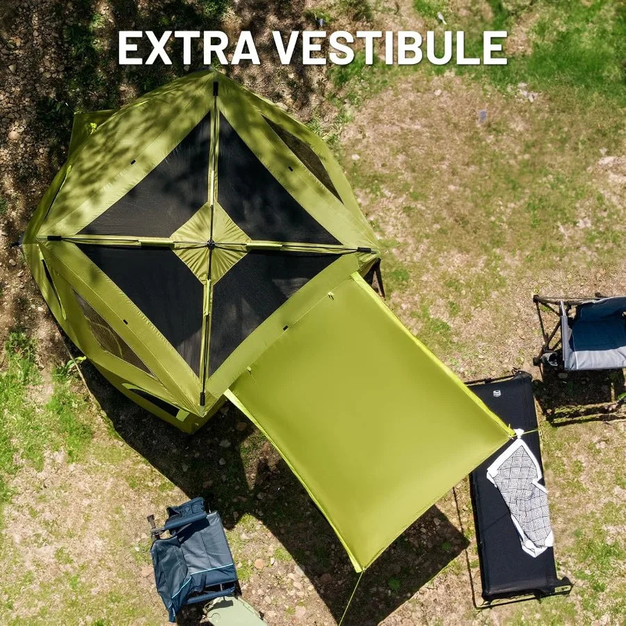 Camping Tent 4 Person Instant Pop Up Hub Tent with 8 Windows Easy 60 Second Setup Weather Resistant Family Cabin Tents with Rai
