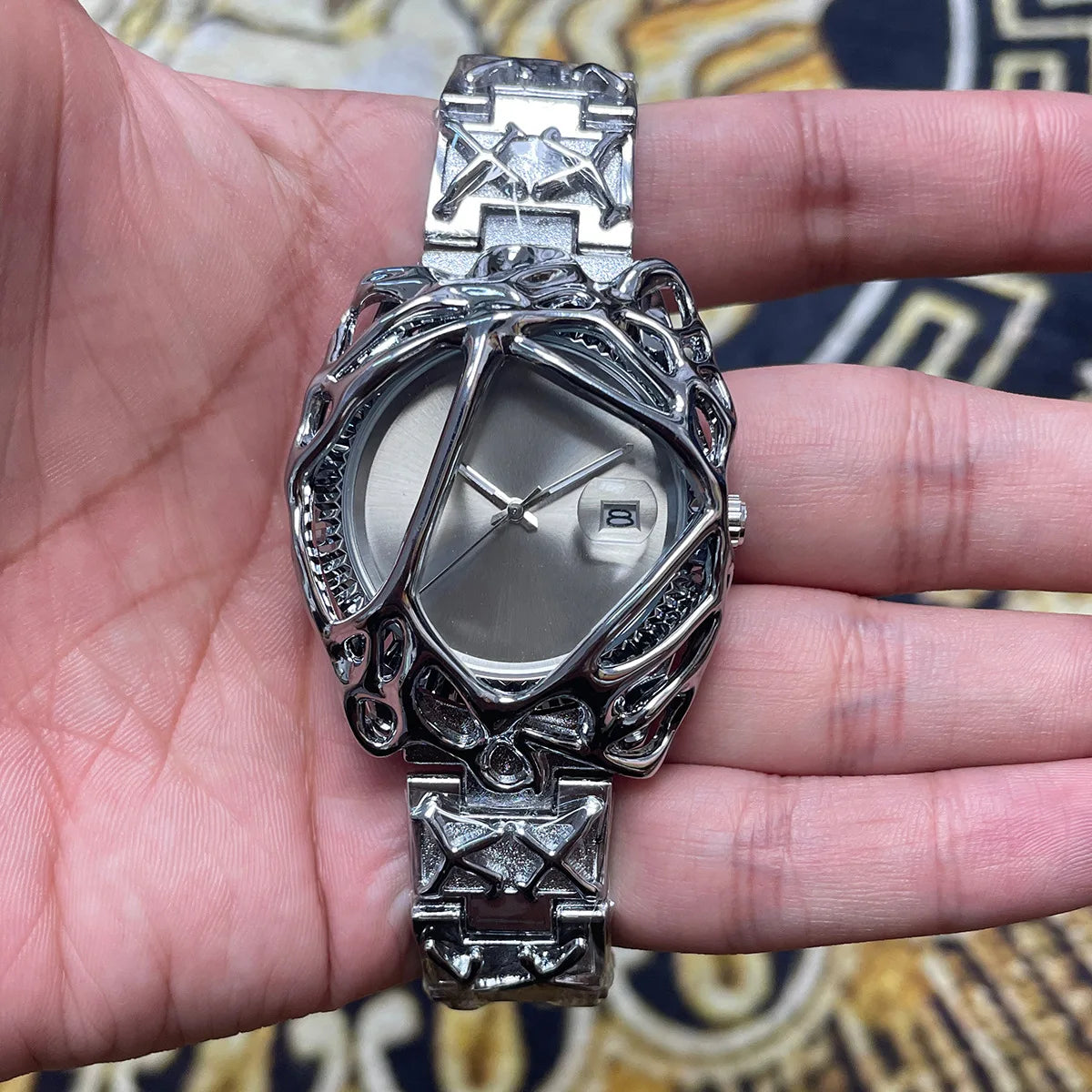 New Y2K Watches for Men Alien Spider Web Alabaster Watch Calendar Waterproof Quartz Wristwatches Relogio Masculino Drop Shipping