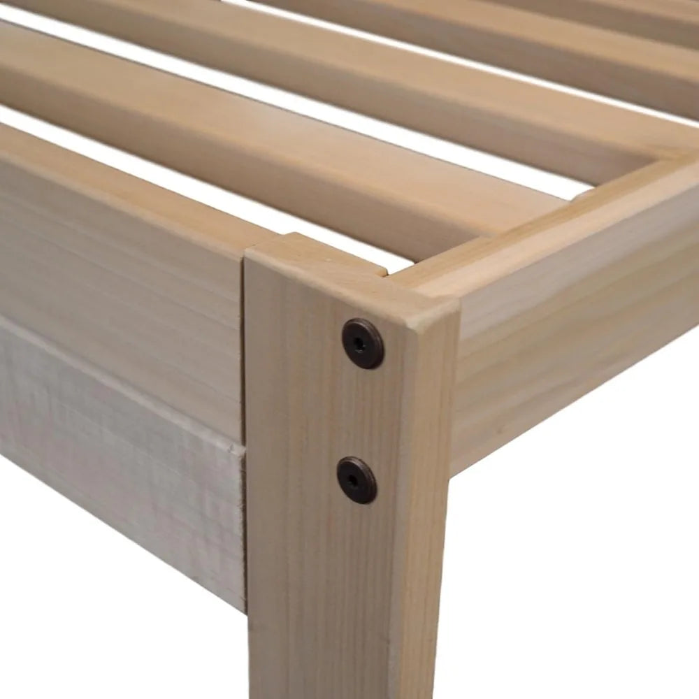 Queen-Size KD Frames Nomad Platform Bed - Unfinished Wood - Minimalist Swedish Style - Natural Wood - Simple Assembly