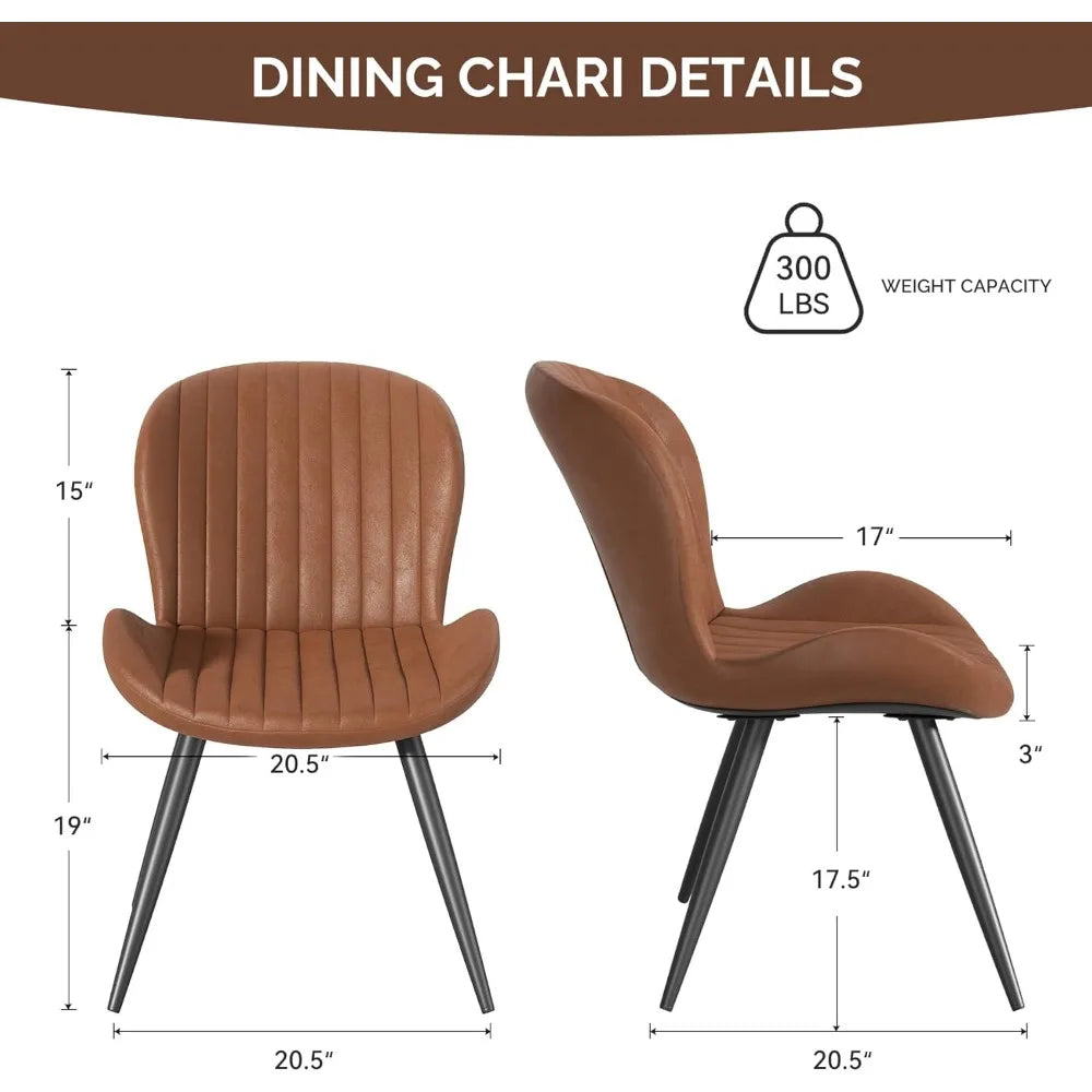 Dining Chairs Set of 6, Modern Dining Room Chairs Comfy Backrest Thick Upholstered Kitchen Chairs 19IN Height with Metal Legs