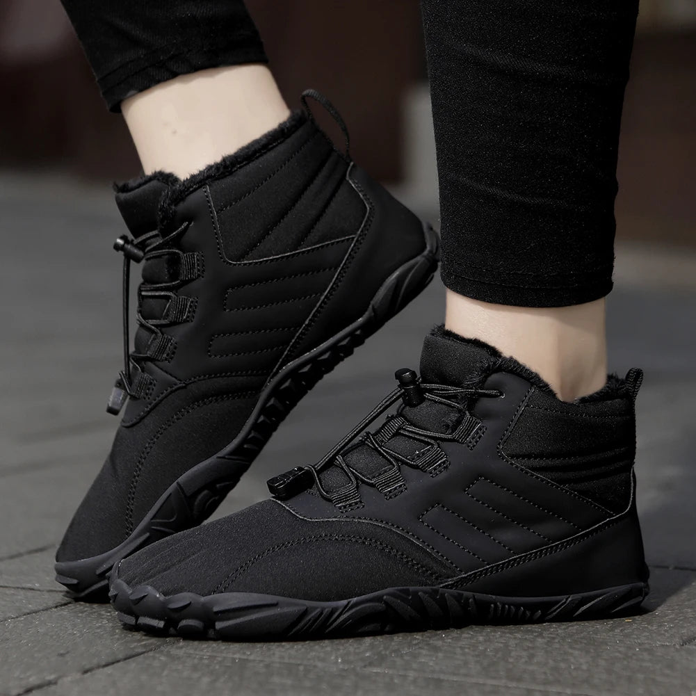 Winter Warm Running Barefoot Shoes Women Men Rubber High Ankle Boots Waterproof Non-Slip Breathable for Trekking Climbing