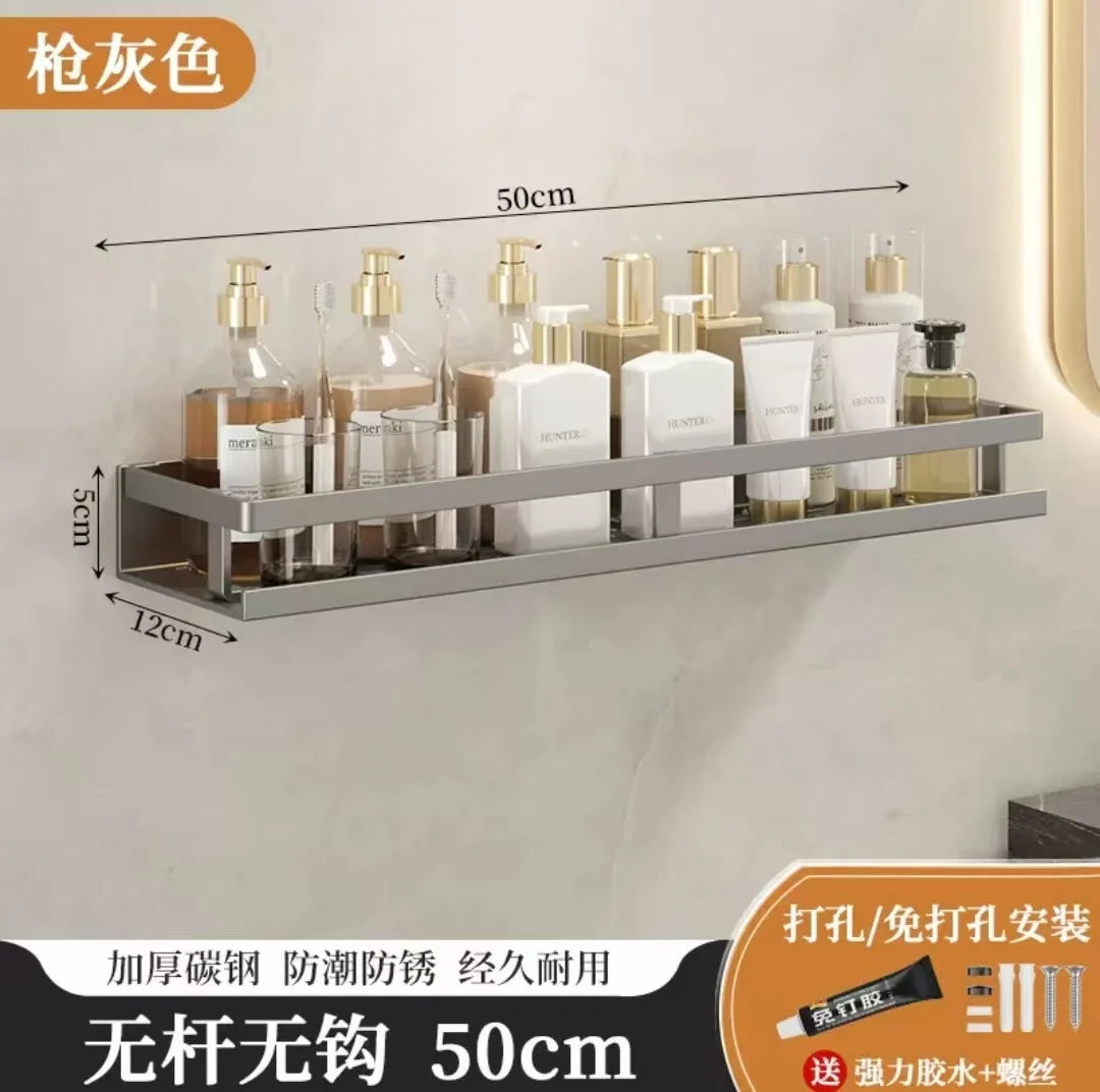Bathroom storage rack, non perforated wall storage rack, comes with strong adhesive and screws