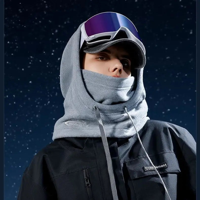 Autumn Winter Warm  Outdoor Windproof Coldproof Skiing Riding  Cover Face Neck Protecting All-in-One Hat Solid Velvet