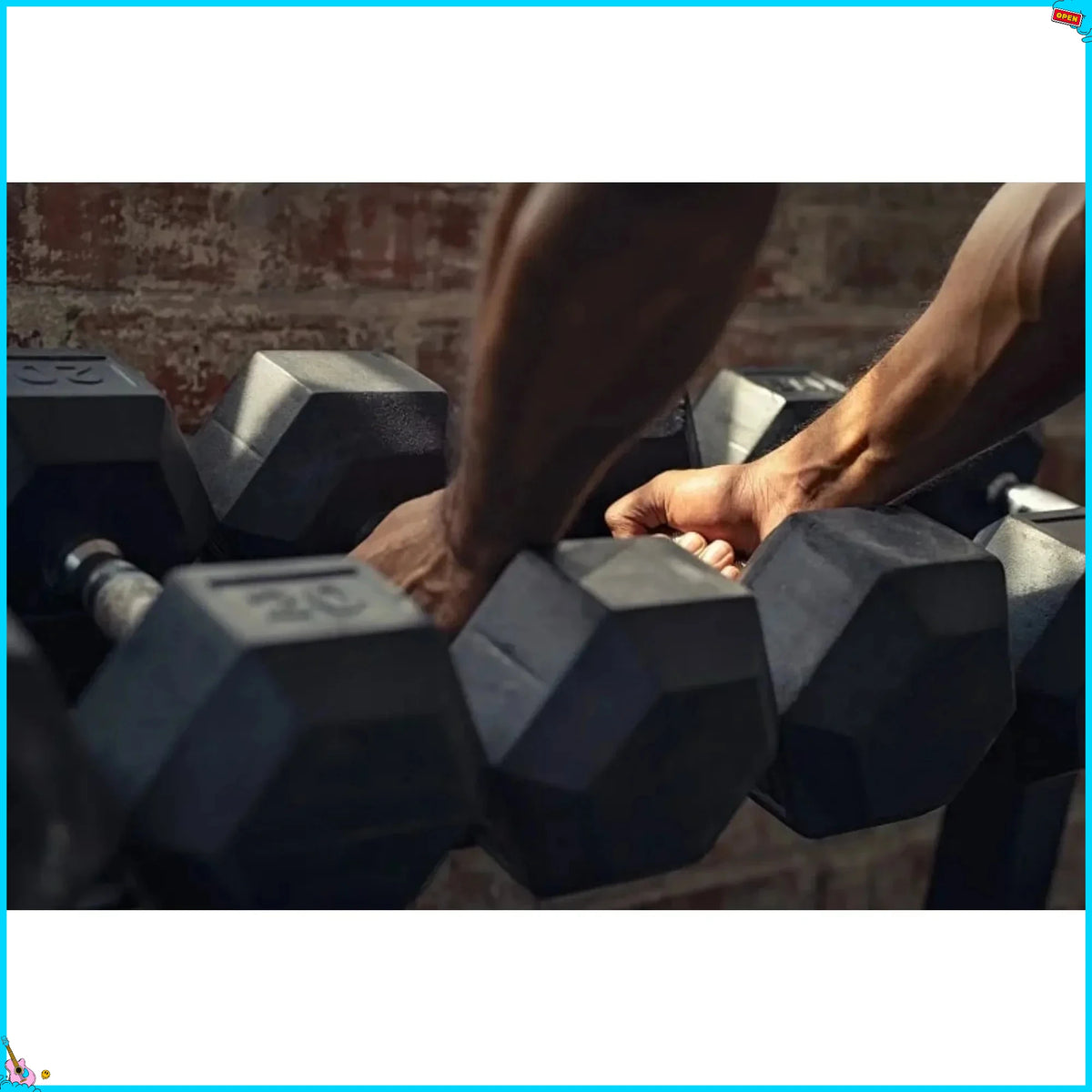 Rubber Encased Hex Dumbbell, Anti-Roll, Black, 30 lb, Assembled Product Weight, Single