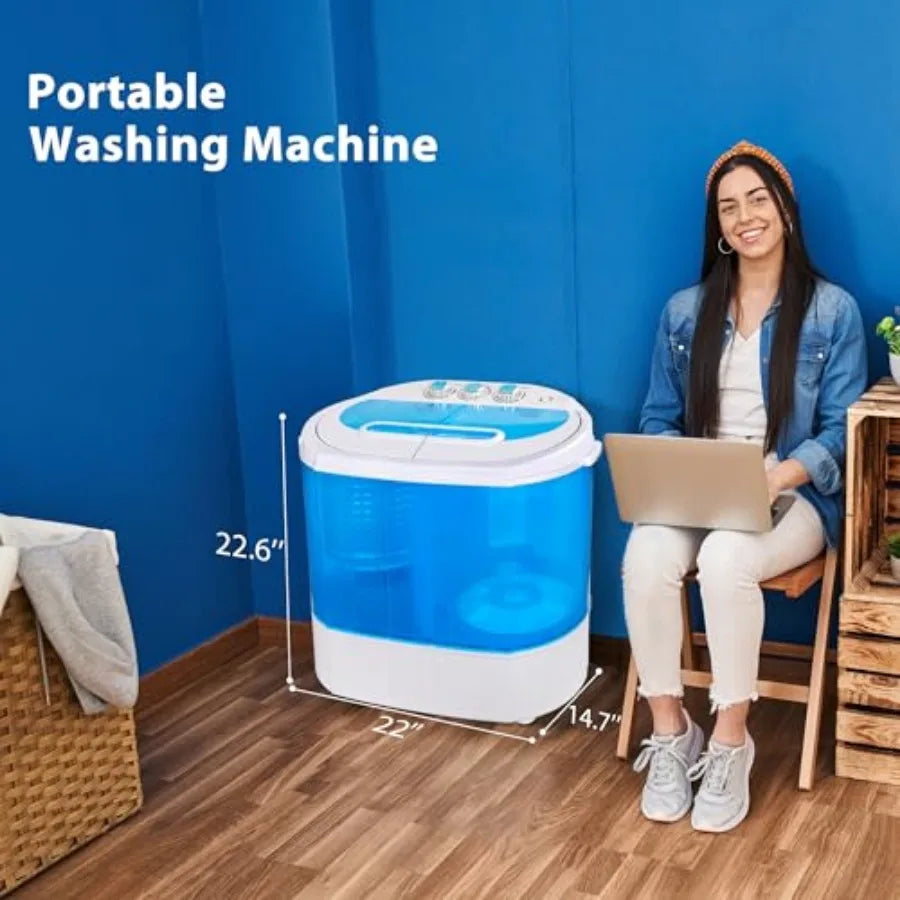 Portable Clothes Washing Machine Mini Twin Tub Small Laundry Washer for Apartment Dormitory RV with 9.9lbs Capacity Lightweight