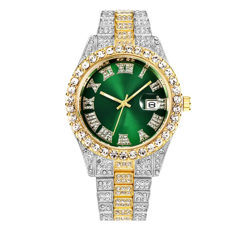 New 2025 Watch For Men Luxury Iced Out Diamond Quartz Men's Watches Calendar Hip Hop Male Clock Relogios Masculino Drop Shipping
