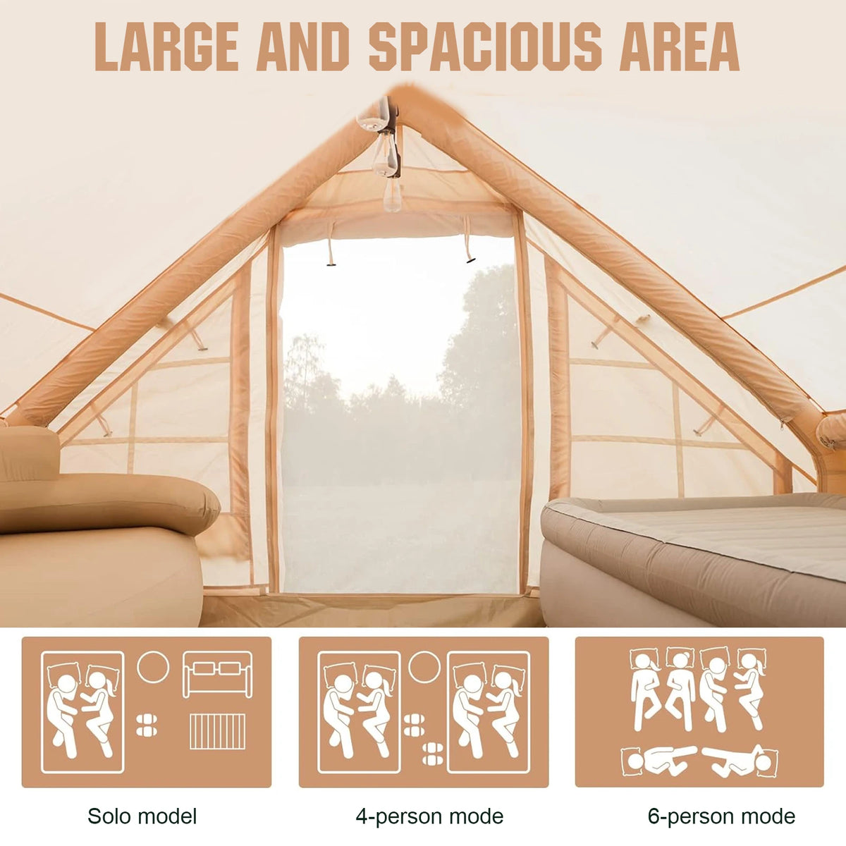 for 4-6 People Instant Glamping Camping Tents House with Hand Pump Self-Supporting Air Tent Storage Bag for Adults Travel Hiking