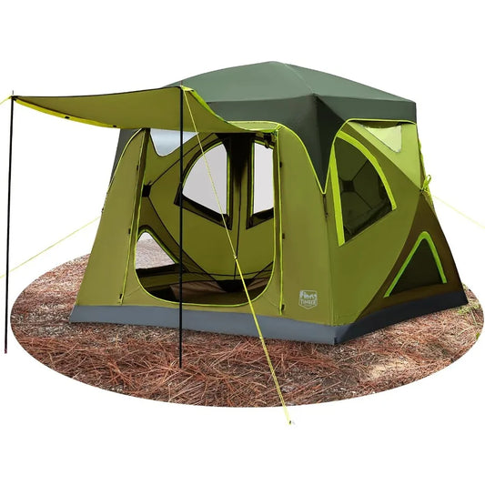 Camping Tent 4 Person Instant Pop Up Hub Tent with 8 Windows Easy 60 Second Setup Weather Resistant Family Cabin Tents with Rai