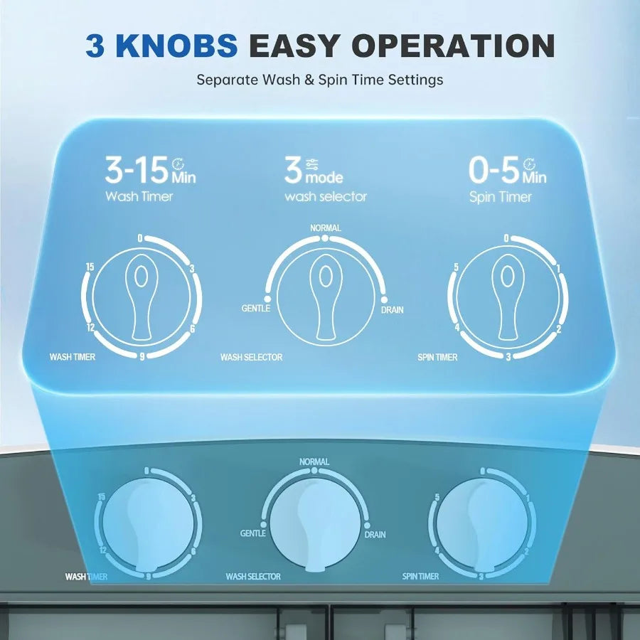 Compact 17.6lbs Portable Washing Machine with Spin Dryer Combo for Efficient Laundry Solutions in Camping Trips Small Apartment