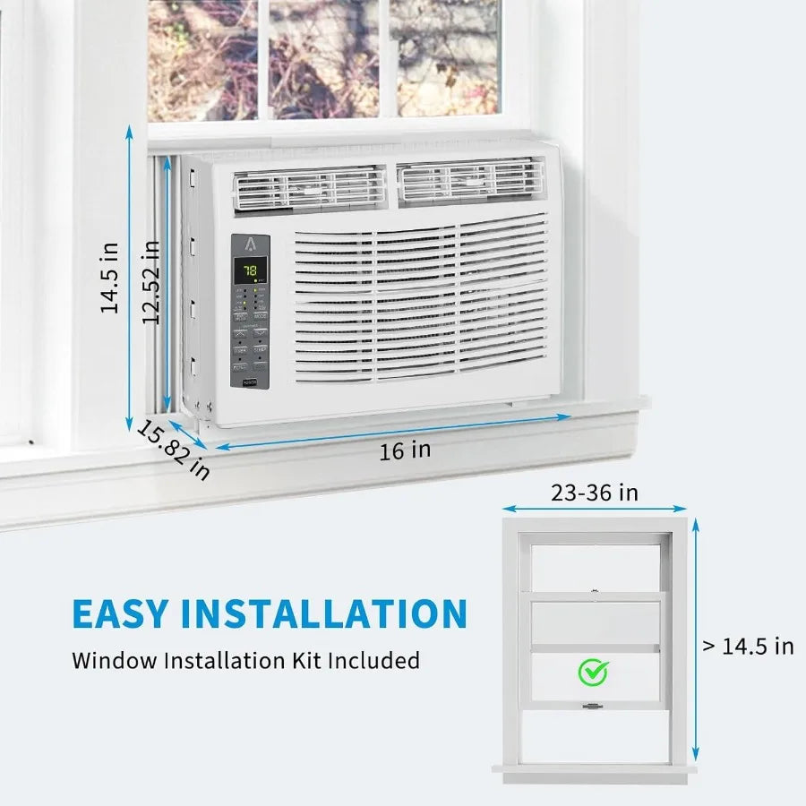 5000 BTU Window Air Conditioner with WiFiEnabled Smart Control and Remote Operation Offers 3 Modes: Cool Dry Fan with Adjustabl