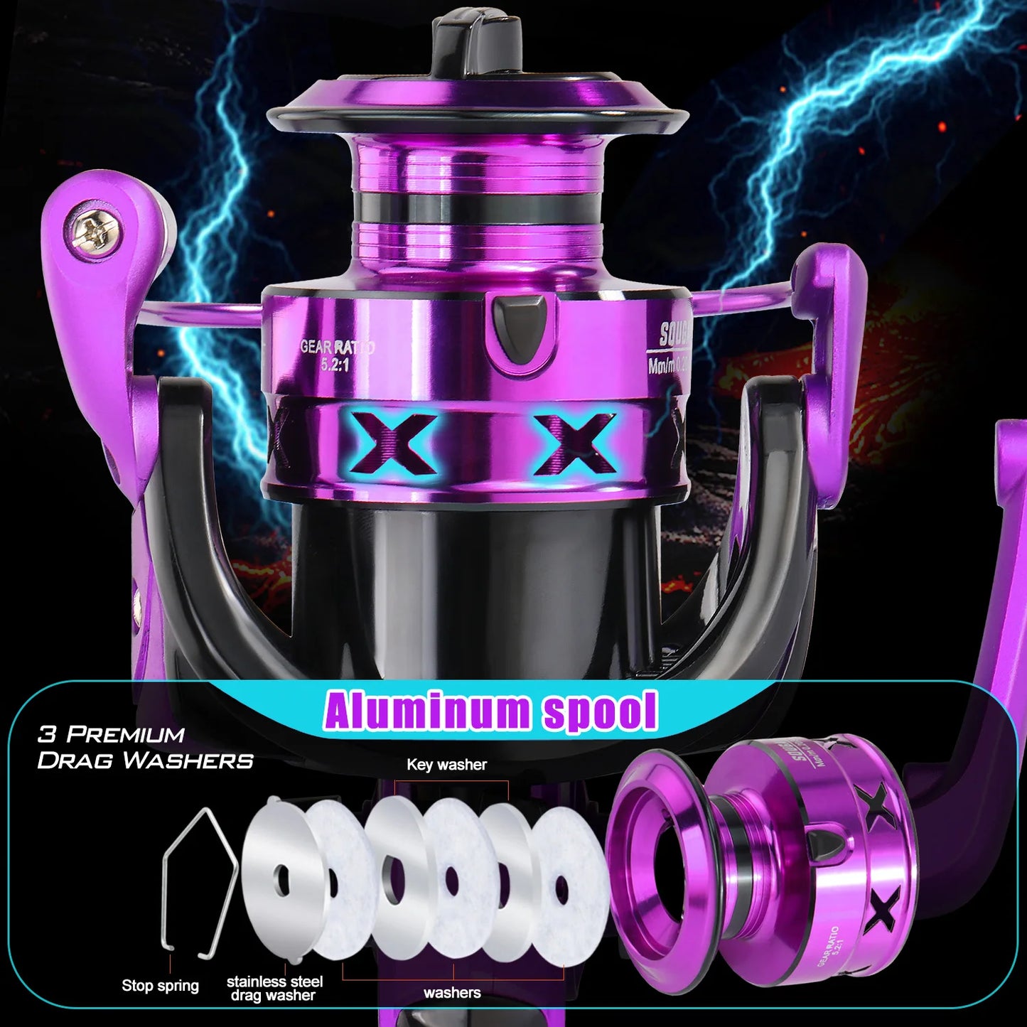 Sougayilang Spinning Fishing Rod 1000-3000 Size Max Drag 15kg Carp Fishing Reel Ultralight Metal Frame Smooth and Tough Fishing