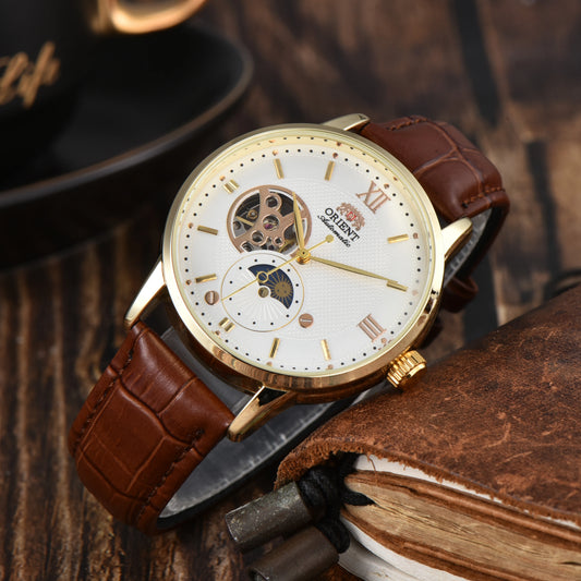 Orient Sport Automatic Mechanical Unisex Watch Full Function World Time Leather Strap