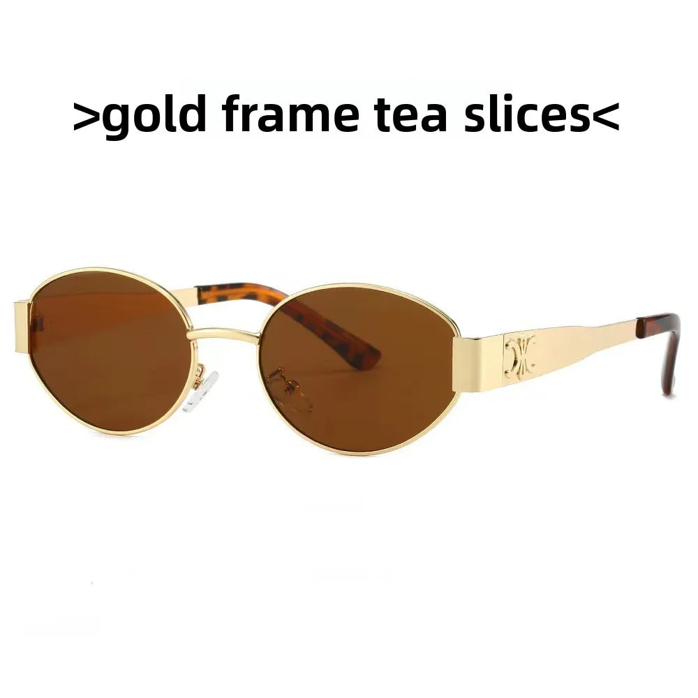 2025 New Arrival! Metal Sunglasses for Women - K-Style Trendy Small Frame, Photo-Ready Concave Design, UV400 Protection