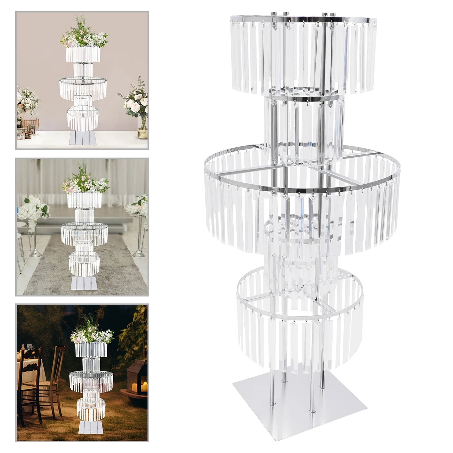 5 Tiers Flower Stand, 43.3in Height Round Flower Stand with Firm Base for Wedding Reception Birthday Party Events Home Decor