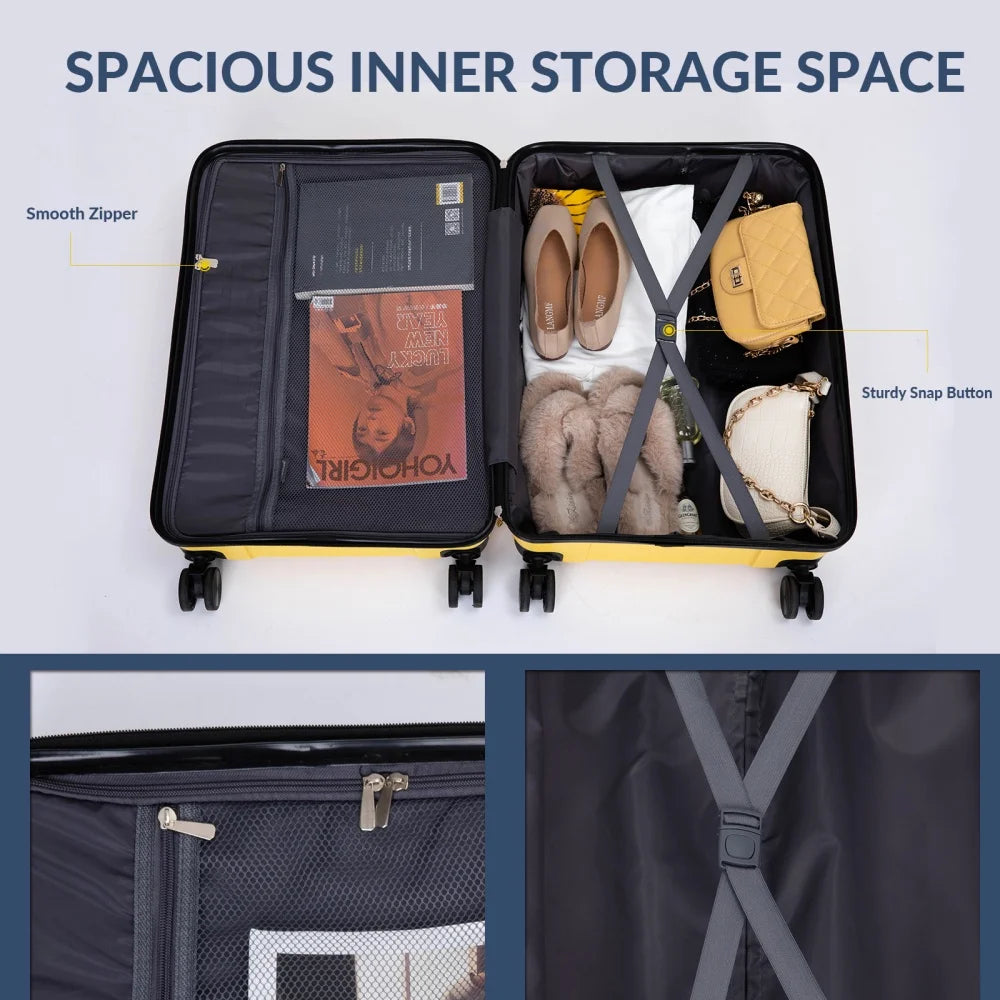 3pcs 20/24/28" Hardshell Luggage Set with Spinner Wheels TSA Lock Durable Travel Suitcase Rolling Luggage Travel Trolley Case