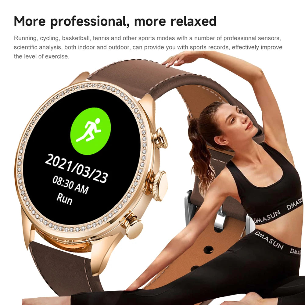 Fashion Luxury Gold Women Smart Watches Valentine's Gift Diamond Bracelet Bluetooth Call Notification Reminder Smartwatch Ladies