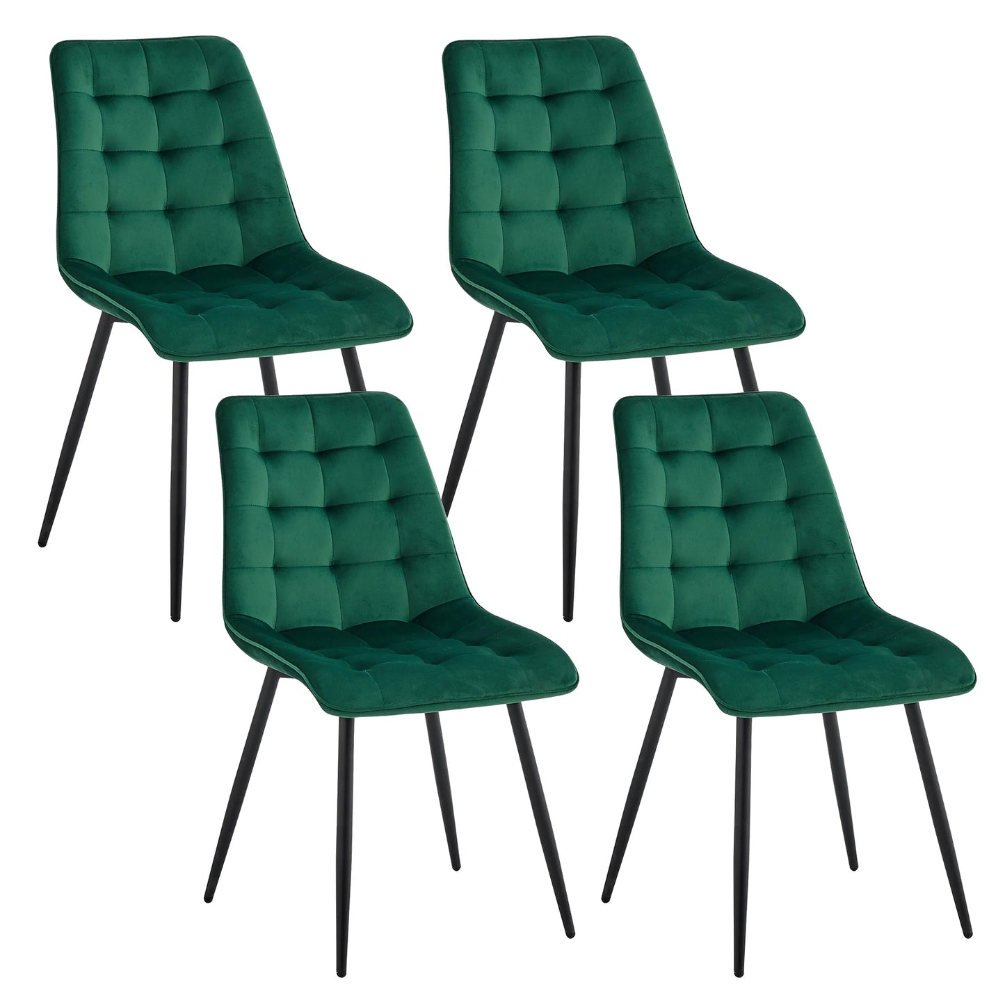 EGOONM A Set of 4 Velvet Dining Chairs Metal Legs Modern Comfortable Chair for Kitchen Bedroom Living Room Home Furniture
