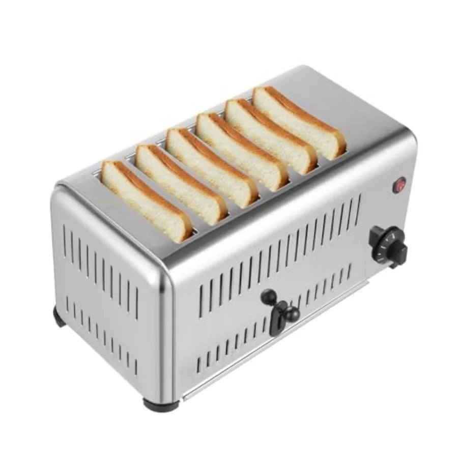 6 Slices Electric Countertop Pop-up Toaster with 5 Adjustable Settings Stainless Steel Design for Home Bakery and Restaurant Us