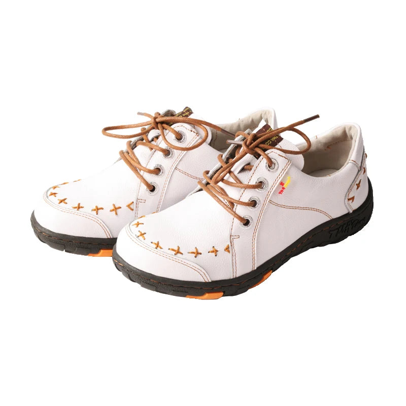 TMA EYES Spring and Summer New Minimalist Top Layer Cowhide Soft Flat Shoes For Women