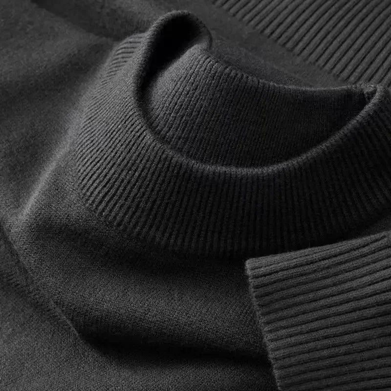 Autumn New Men's Casual Mock Turtleneck Sweater Long Sleeved Warm Pullover Basic Lightweight Street Clothing Knitted Jacket Top