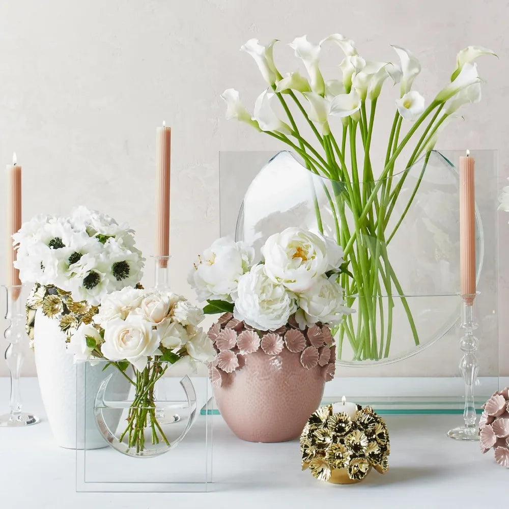 Z GALLERIE Clear Ellipse Vase for Centerpieces Home Decor, Cute Bookshelf Decor, Artistic and Cultural Glass Vases for Home Offi